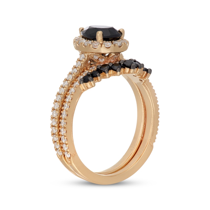 Main Image 2 of Neil Lane Pear-Shaped Black & White Diamond Bridal Set 1-7/8 ct tw 14K Yellow Gold