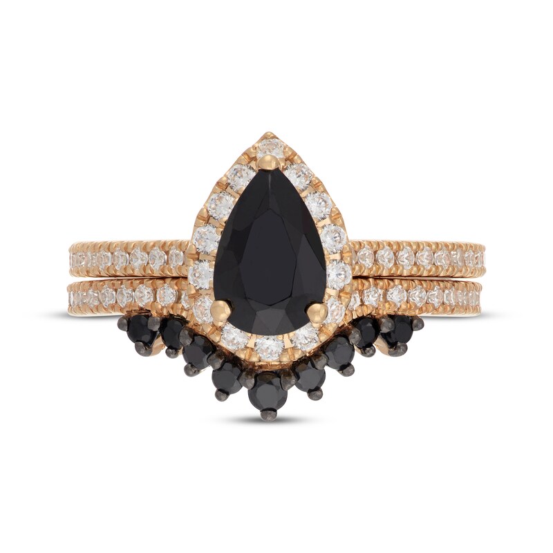 Main Image 3 of Neil Lane Pear-Shaped Black & White Diamond Bridal Set 1-7/8 ct tw 14K Yellow Gold