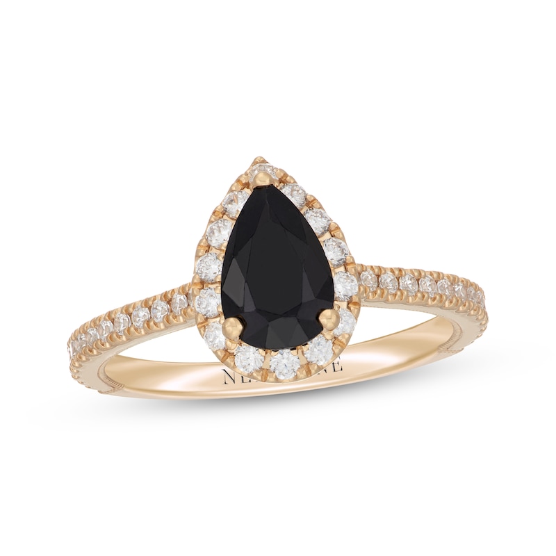 Main Image 4 of Neil Lane Pear-Shaped Black & White Diamond Engagement Ring 1-1/2 ct tw 14K Yellow Gold