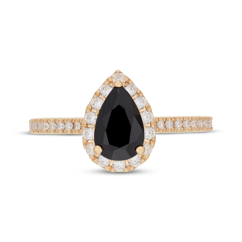 Main Image 6 of Neil Lane Pear-Shaped Black & White Diamond Engagement Ring 1-1/2 ct tw 14K Yellow Gold