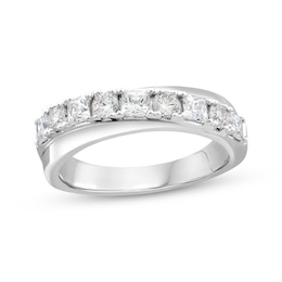 Now + Forever Princess & Round-Cut Diamond Anniversary Band 1 ct tw 14K White Gold