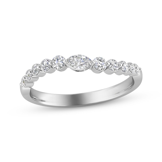 Now + Forever Marquise & Round-Cut Diamond Anniversary Band 1/3 ct tw 10K White Gold