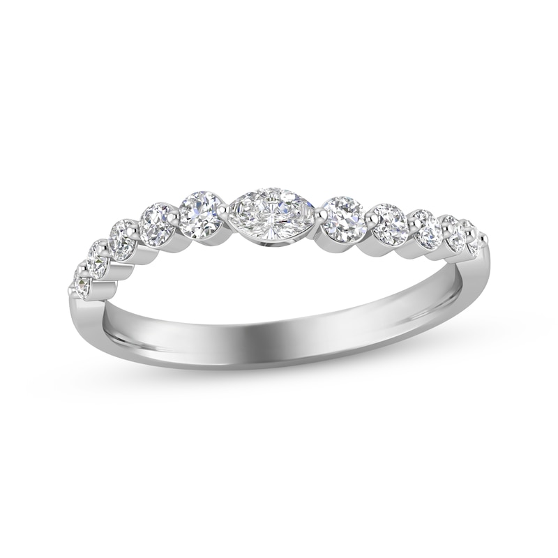 Marquise & Round-Cut Diamond Anniversary Band 1/3 ct tw 10K White Gold