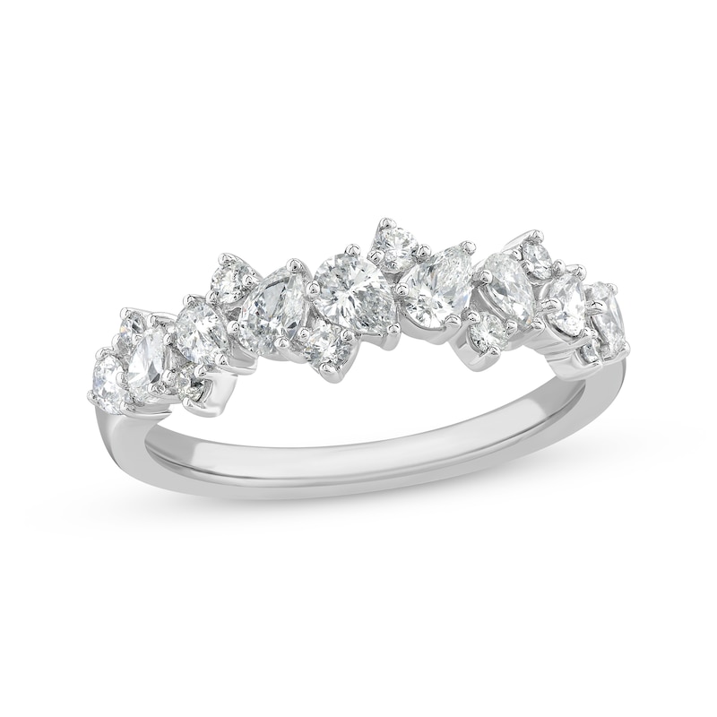 Main Image 1 of Now + Forever Pear-Shaped & Round-Cut Diamond Scatter Anniversary Band 3/4 ct tw 14K White Gold