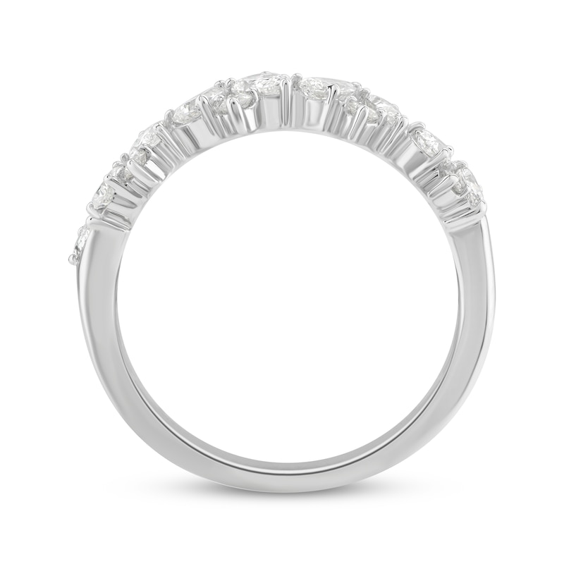 Pear-Shaped & Round-Cut Diamond Scatter Anniversary Band 3/4 ct tw 14K White Gold