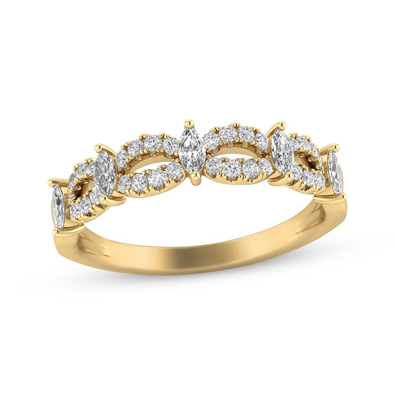 Marquise & Round-Cut Diamond Anniversary Band 3/8 ct tw 10K Yellow Gold