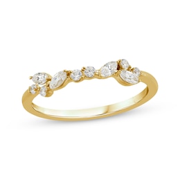 Now + Forever Marquise & Round-Cut Diamond Anniversary Band 1/4 ct tw 10K Yellow Gold