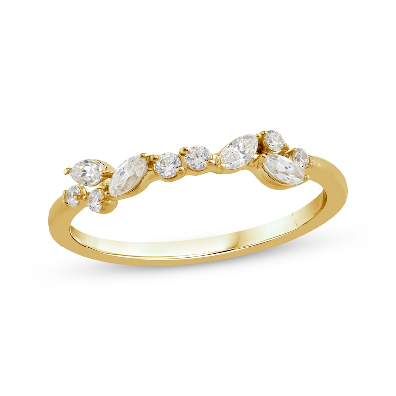 Marquise & Round-Cut Diamond Anniversary Band 1/4 ct tw 10K Yellow Gold