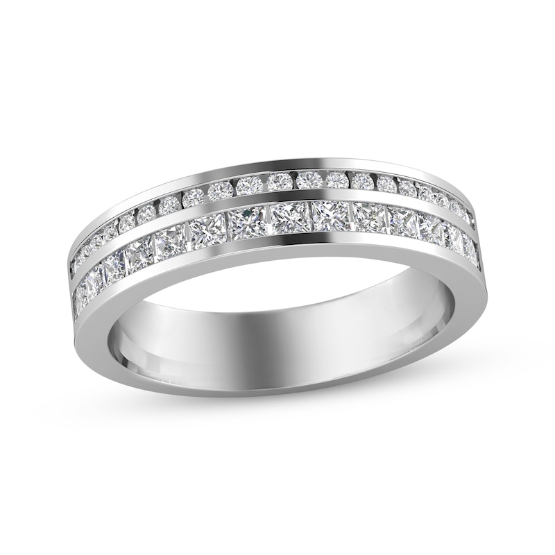 Princess & Round-Cut Diamond Anniversary Band 3/4 ct tw 14K White Gold