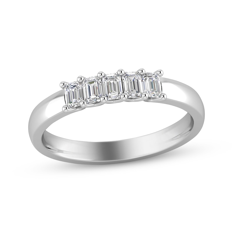 Main Image 1 of Now + Forever Emerald-Cut Diamond Anniversary Band 1/2 ct tw 14K White Gold
