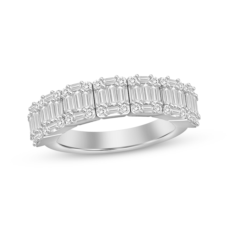Main Image 1 of Now + Forever Baguette & Round-Cut Diamond Anniversary Band 3/4 ct tw 14K White Gold