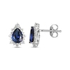 Thumbnail Image 2 of Pear-Shaped Blue Lab-Created Sapphire & White Lab-Created Sapphire Earrings Sterling Silver