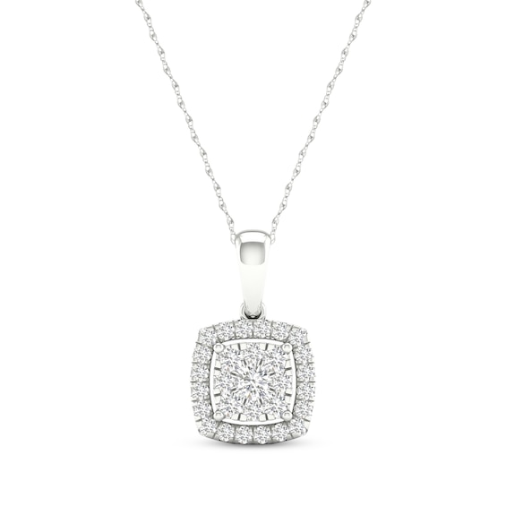KAY Lab-Grown Diamonds Cushion-Shaped Necklace 1/2 ct tw 10K White Gold 18"