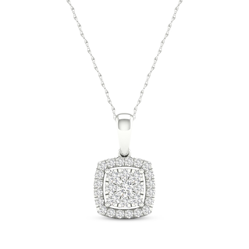 Lab-Created Diamonds by KAY Cushion-Shaped Necklace 1/2 ct tw 10K White ...