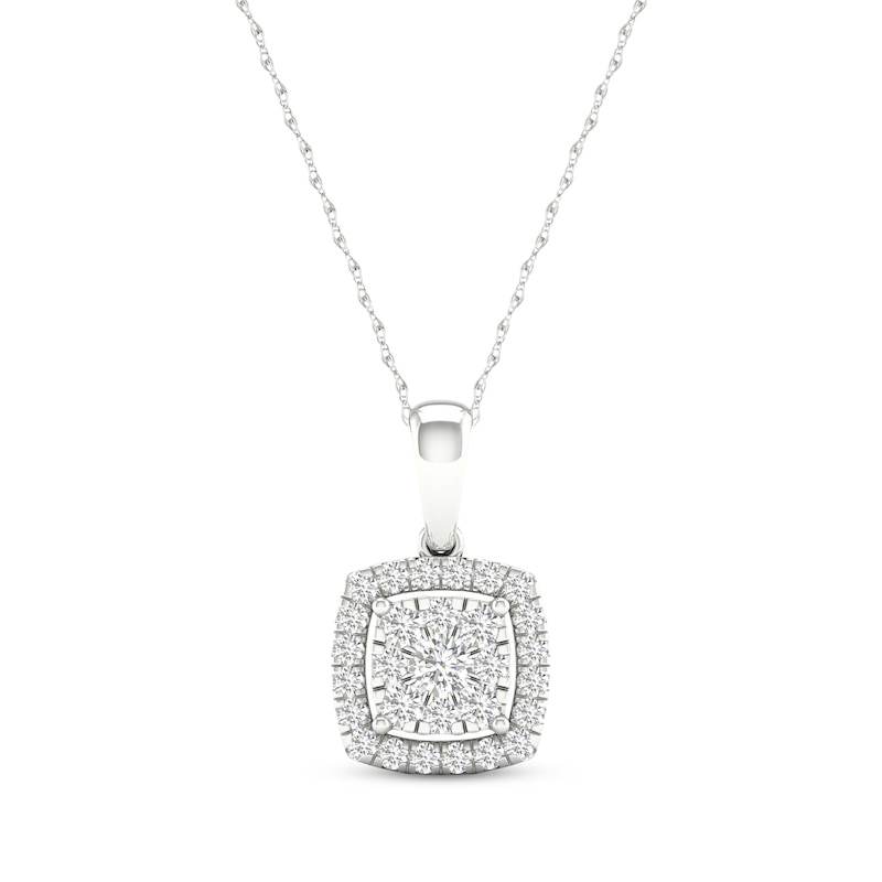 Main Image 1 of KAY Lab-Grown Diamonds Cushion-Shaped Necklace 1/2 ct tw 10K White Gold 18&quot;