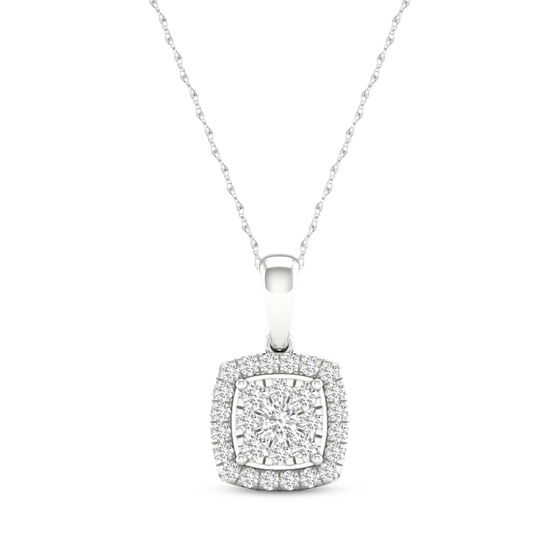 Lab-Created Diamonds by KAY Cushion-Shaped Necklace 1/2 ct tw 10K White Gold 18"