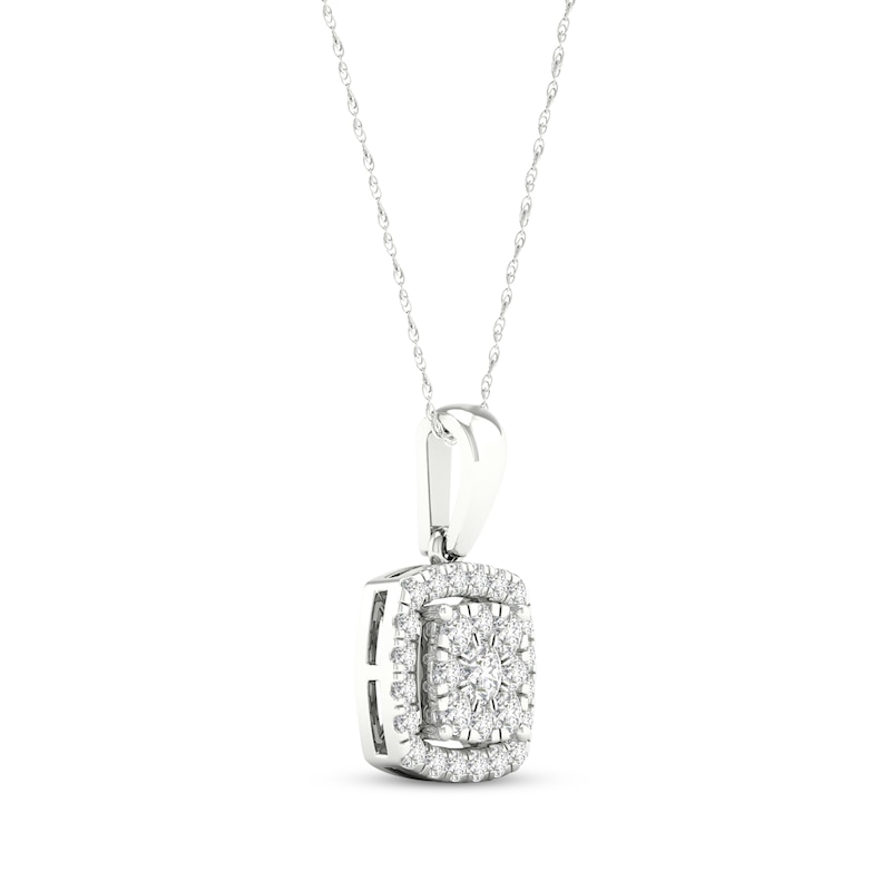 Lab-Created Diamonds by KAY Cushion-Shaped Necklace 1/2 ct tw 10K White Gold 18"