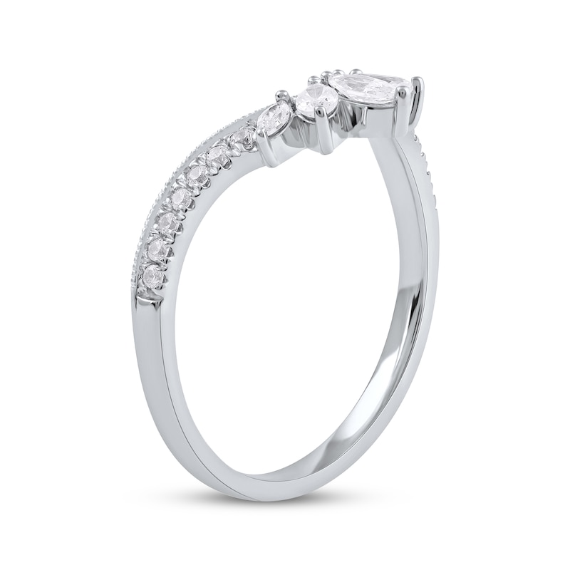 Main Image 2 of Now + Forever Marquise & Round-Cut Diamond Contoured Anniversary Band 1/3 ct tw 14K White Gold