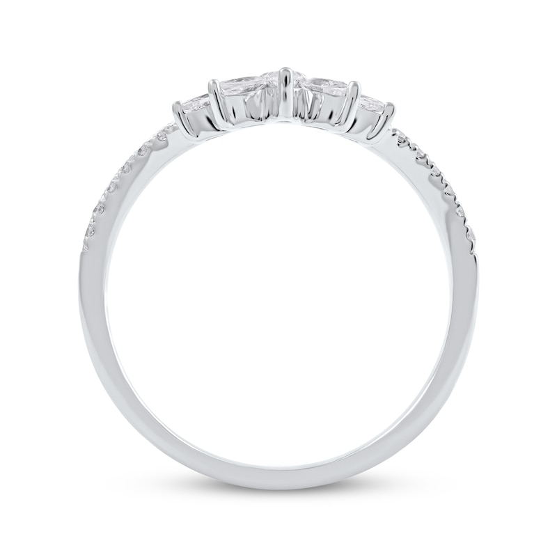 Main Image 3 of Now + Forever Marquise & Round-Cut Diamond Contoured Anniversary Band 1/3 ct tw 14K White Gold