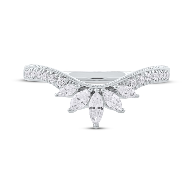 Main Image 4 of Now + Forever Marquise & Round-Cut Diamond Contoured Anniversary Band 1/3 ct tw 14K White Gold