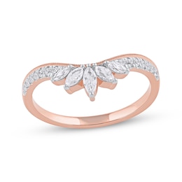 Now + Forever Marquise & Round-Cut Diamond Contoured Anniversary Band 1/3 ct tw 14K Rose Gold