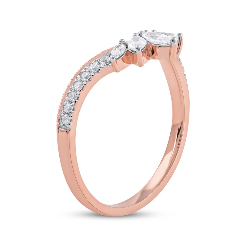 Main Image 2 of Now + Forever Marquise & Round-Cut Diamond Contoured Anniversary Band 1/3 ct tw 14K Rose Gold