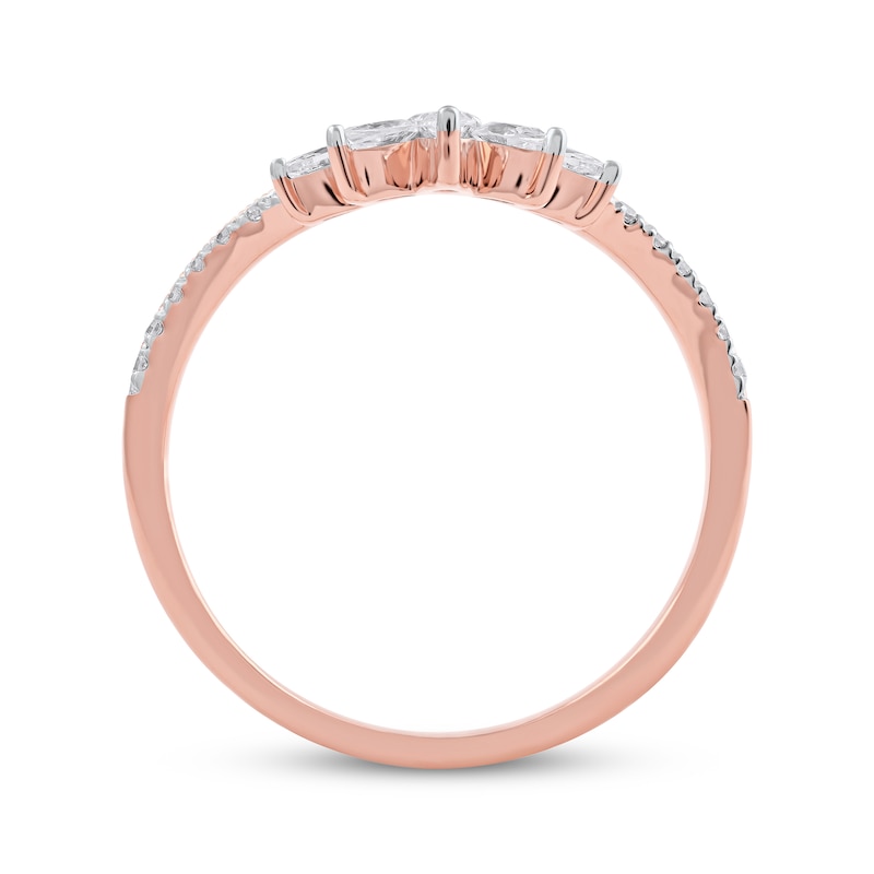 Main Image 3 of Now + Forever Marquise & Round-Cut Diamond Contoured Anniversary Band 1/3 ct tw 14K Rose Gold