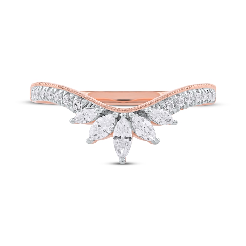 Main Image 4 of Now + Forever Marquise & Round-Cut Diamond Contoured Anniversary Band 1/3 ct tw 14K Rose Gold