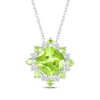 Thumbnail Image 0 of Cushion-Cut Peridot & White Lab-Created Sapphire Necklace Sterling Silver 18"