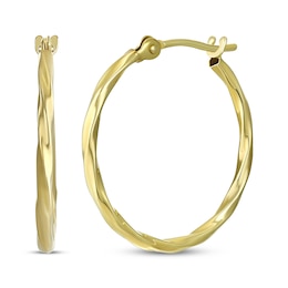 Polished Twist Hoop Earrings 14K Yellow Gold 18mm
