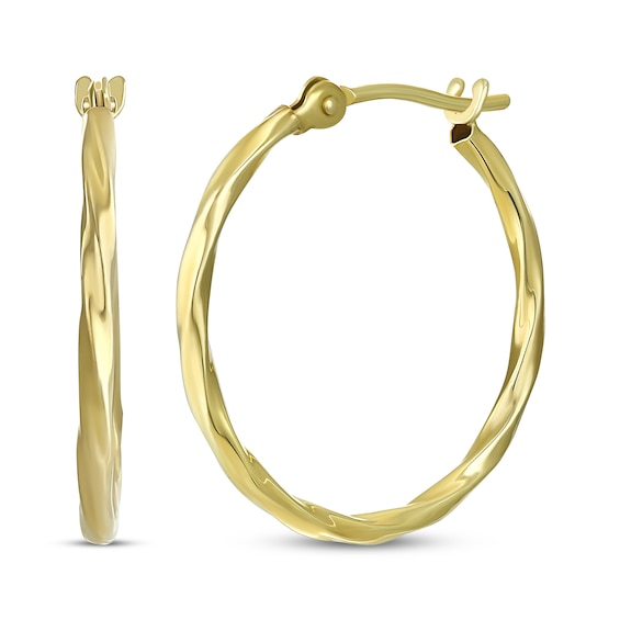 Polished Twist Hoop Earrings 14K Yellow Gold 18mm
