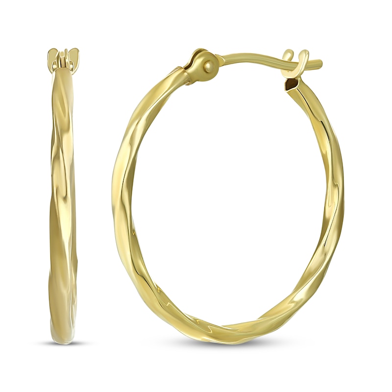 Main Image 1 of Polished Twist Hoop Earrings 14K Yellow Gold 18mm