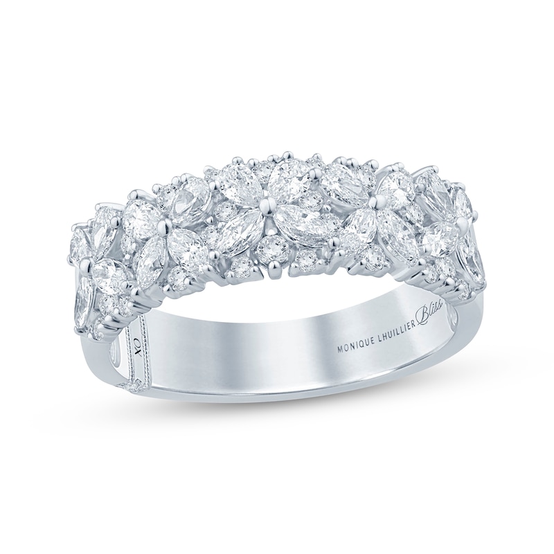 Main Image 1 of Monique Lhuillier Bliss Pear-Shaped, Marquise & Round-Cut Diamond Anniversary Ring 1 ct tw 18K White Gold