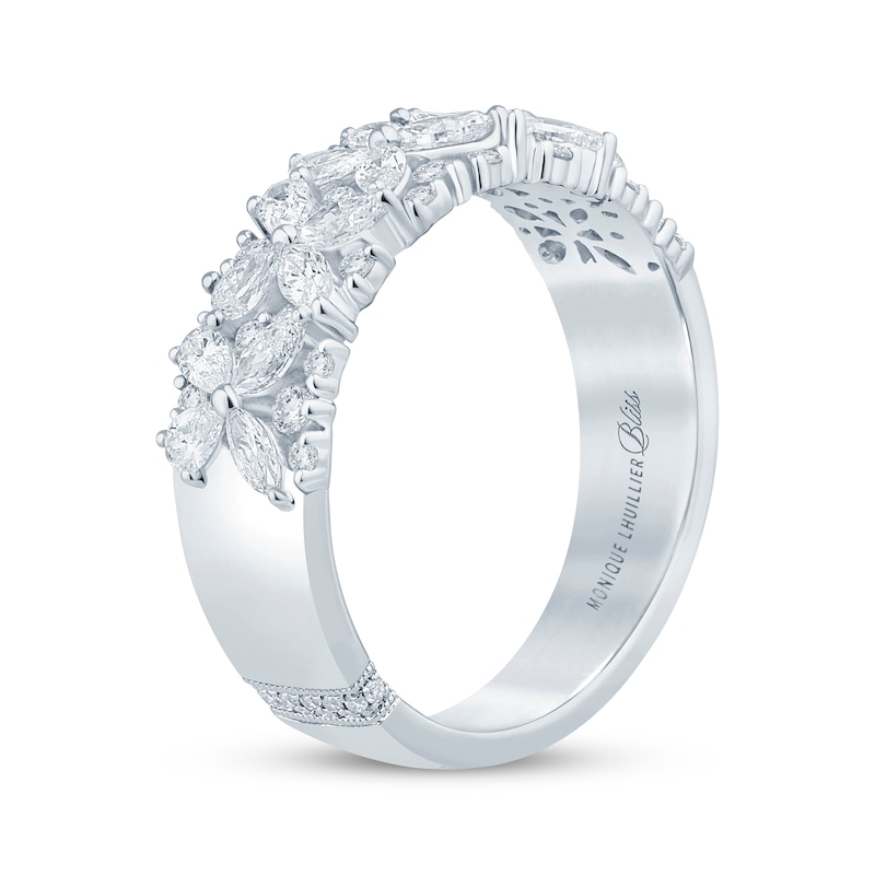 Main Image 2 of Monique Lhuillier Bliss Pear-Shaped, Marquise & Round-Cut Diamond Anniversary Ring 1 ct tw 18K White Gold
