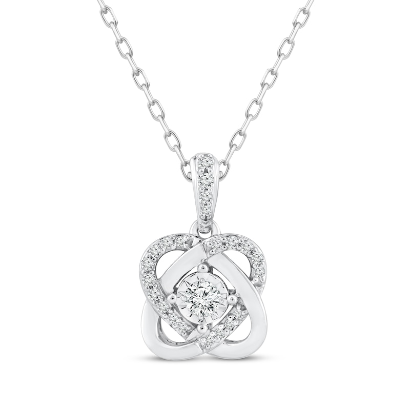Main Image 1 of Center of Me Diamond Necklace 1/8 ct tw Sterling Silver 18&quot;