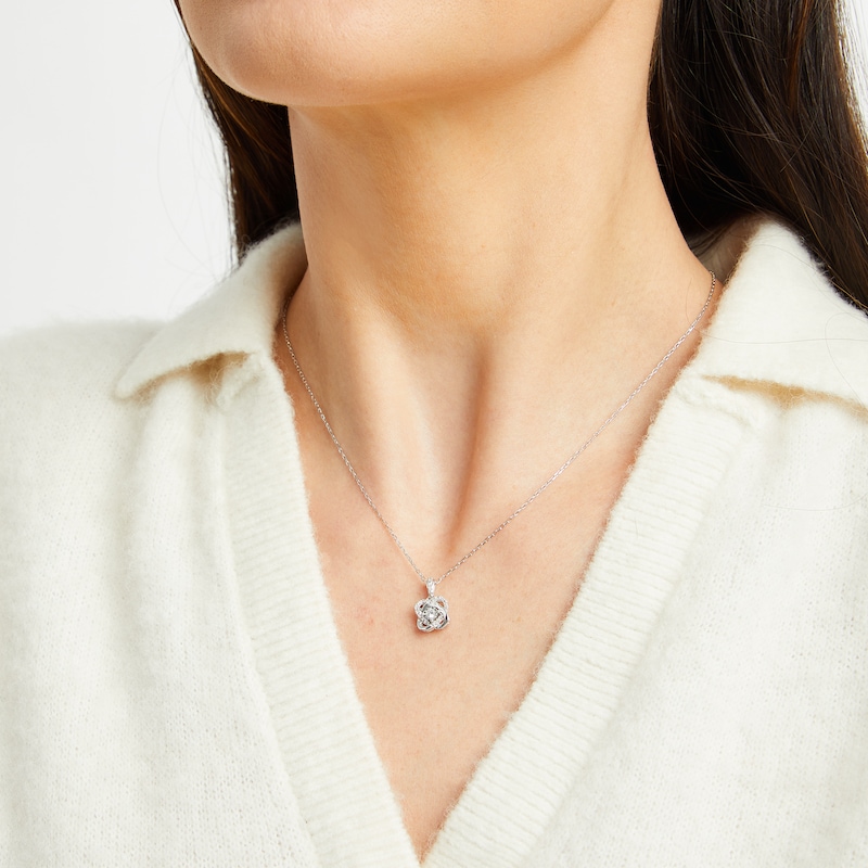 Main Image 3 of Center of Me Diamond Necklace 1/8 ct tw Sterling Silver 18&quot;
