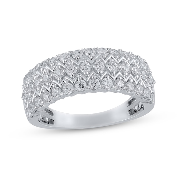 Now + Forever Diamond Three-Row Anniversary Band 1 ct tw 14K White Gold