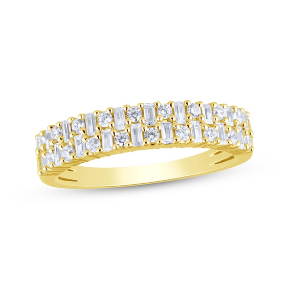 Now + Forever Baguette & Round-Cut Diamond Anniversary Band 1/2 ct tw 14K Yellow Gold