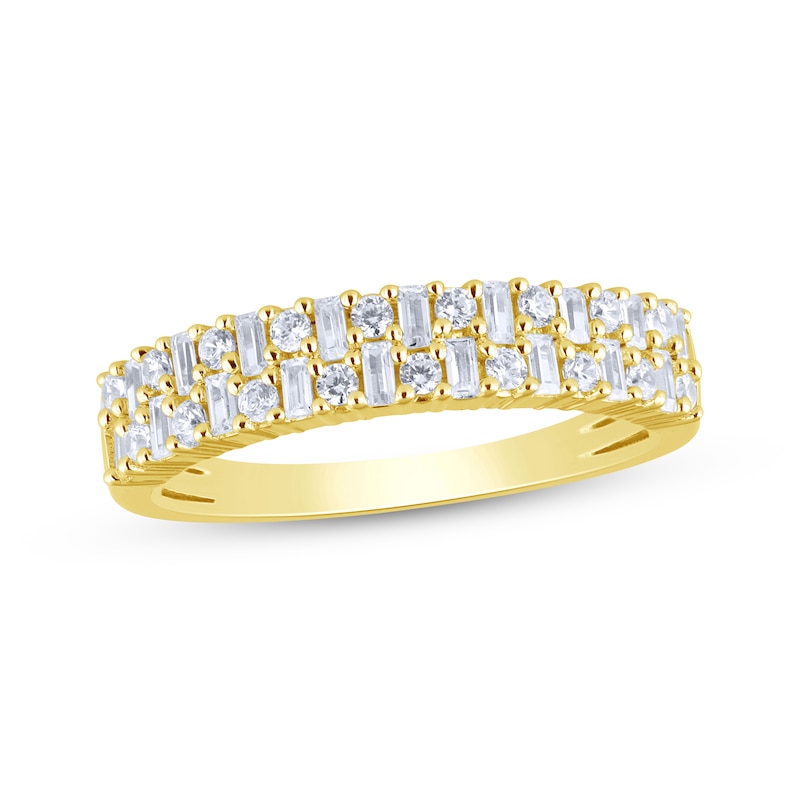Main Image 1 of Now + Forever Baguette & Round-Cut Diamond Anniversary Band 1/2 ct tw 14K Yellow Gold