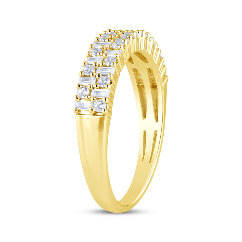 Main Image 2 of Now + Forever Baguette & Round-Cut Diamond Anniversary Band 1/2 ct tw 14K Yellow Gold
