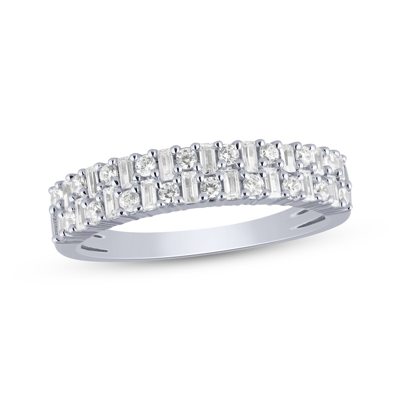 Main Image 1 of Now + Forever Baguette & Round-Cut Diamond Anniversary Band 1/2 ct tw 14K White Gold