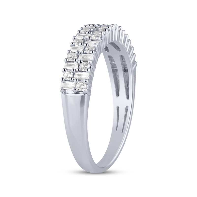 Main Image 2 of Now + Forever Baguette & Round-Cut Diamond Anniversary Band 1/2 ct tw 14K White Gold