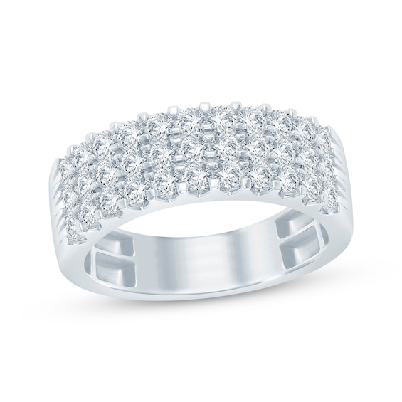 Diamond Three-Row Anniversary Band 1 ct tw 10K White Gold