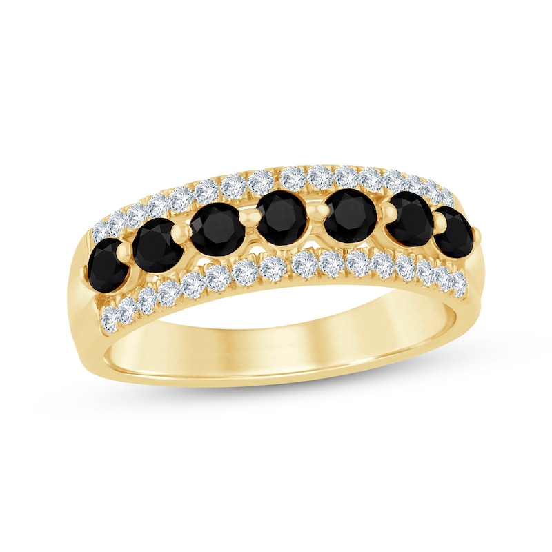 Main Image 1 of Now + Forever Black & White Diamond Anniversary Band 7/8 ct tw 14K Yellow Gold