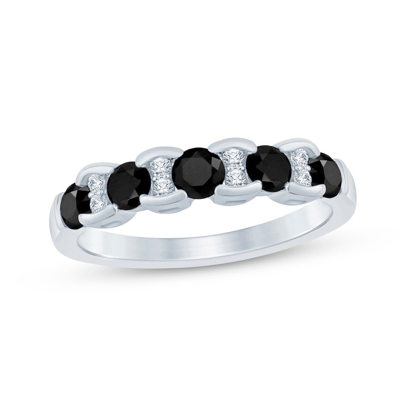 Main Image 1 of Now + Forever Black & White Diamond Anniversary Band 7/8 ct tw 14K White Gold