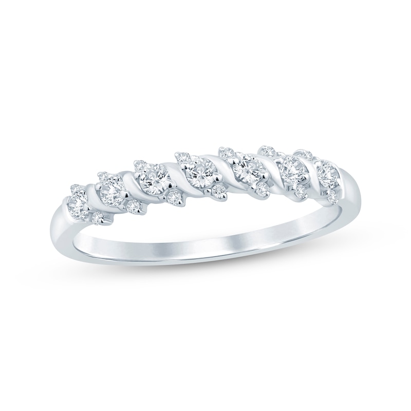 Main Image 1 of Now + Forever Diamond Swirl Anniversary Band 1/4 ct tw 10K White Gold