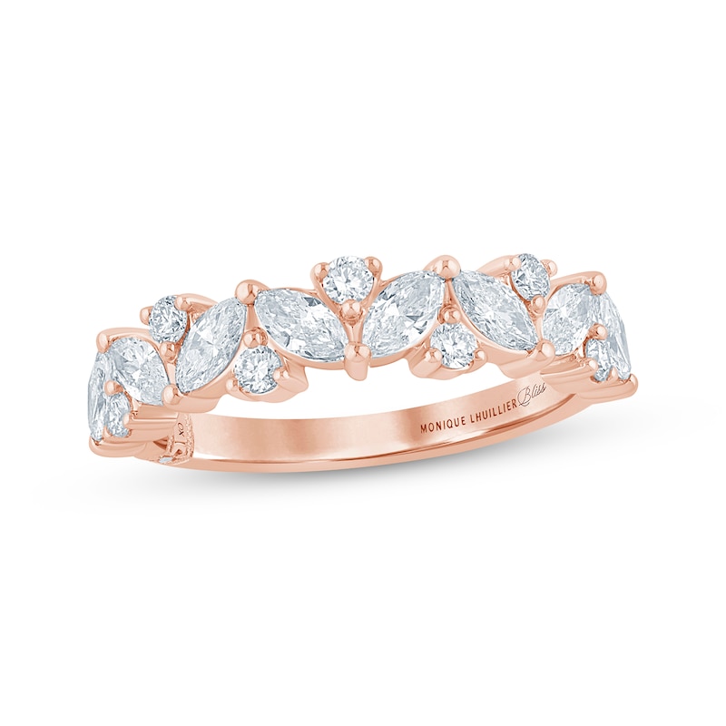 Monique Lhuillier Bliss Marquise & Round-Cut Lab-Created Diamond Anniversary Ring 1 ct tw 18K Rose Gold