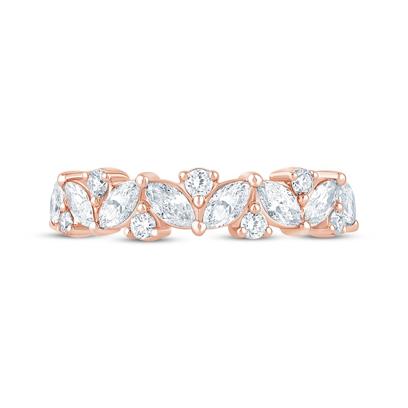 Monique Lhuillier Bliss Marquise & Round-Cut Lab-Created Diamond Anniversary Ring 1 ct tw 18K Rose Gold