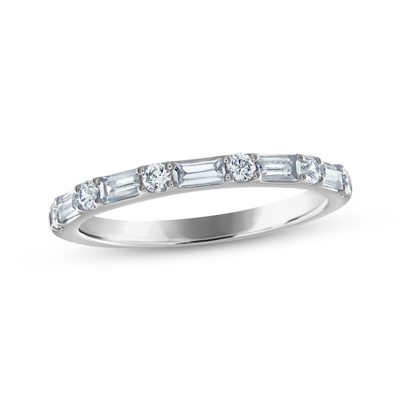 Now + Forever Baguette & Round-Cut Diamond Anniversary Ring 1/2 ct tw 14K White Gold