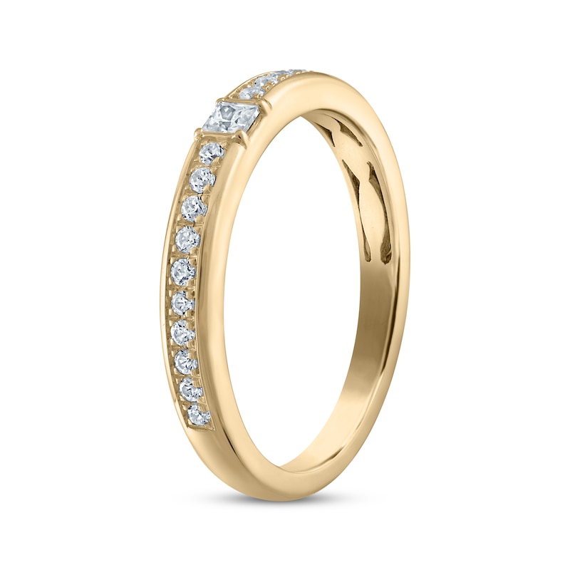 Main Image 2 of Now + Forever Princess & Round-Cut Diamond Anniversary Ring 1/4 ct tw 14K Yellow Gold